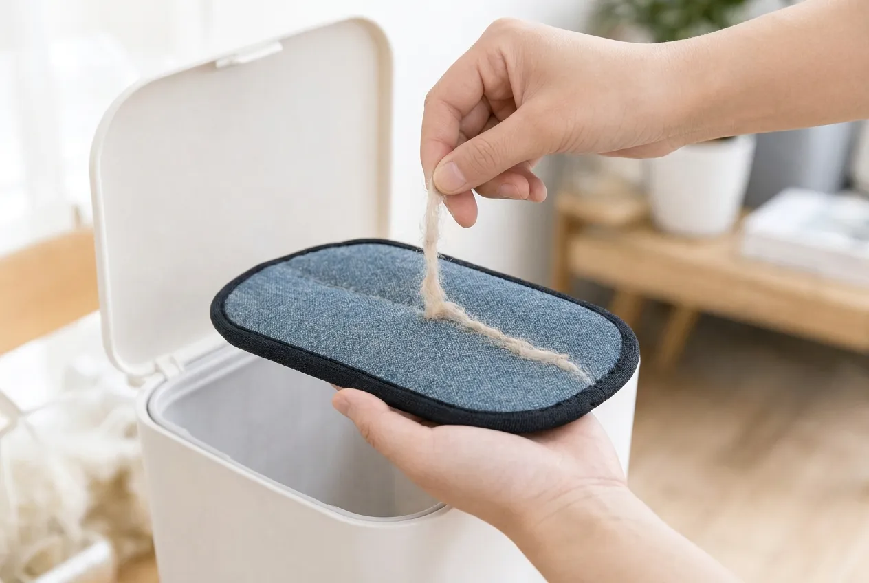 Pulling the clump of hair off the mitt